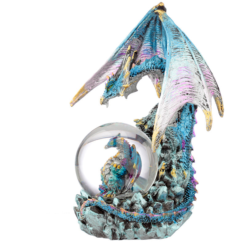 Dark Legends Crystal Orb Dragon Mother Snow Globe - Blue