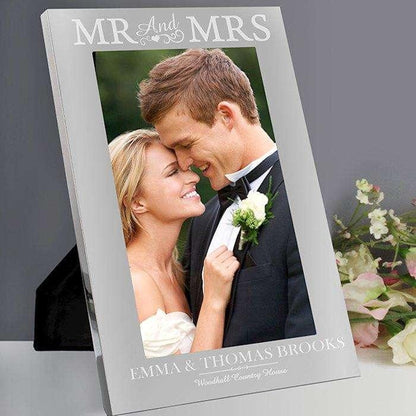 Personalised Mr & Mrs Silver Photo Frame 5x7 - Myhappymoments.co.uk