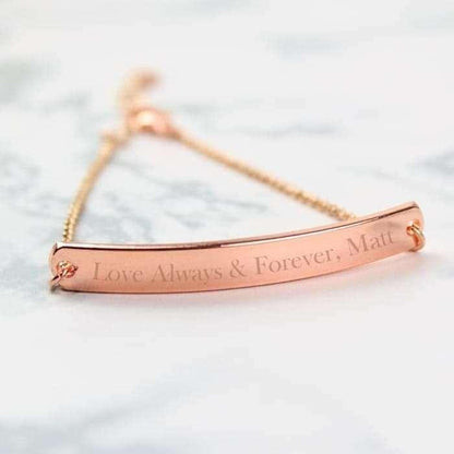 Personalised Rose Gold Tone Bar Bracelet - Myhappymoments.co.uk