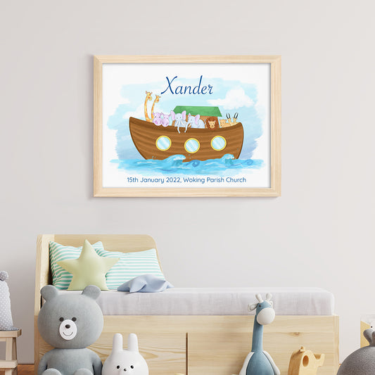 Personalised Noah's Ark Natural Framed Print