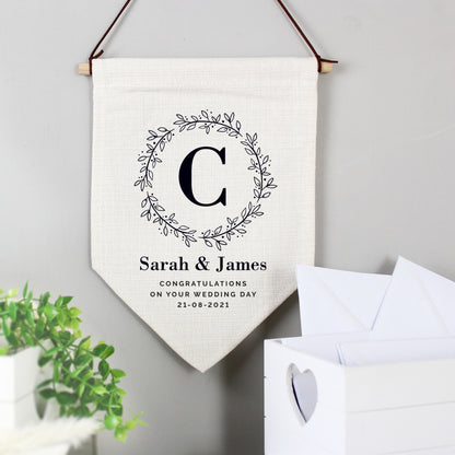 Personalised Floral Leaf Wedding Hanging Banner