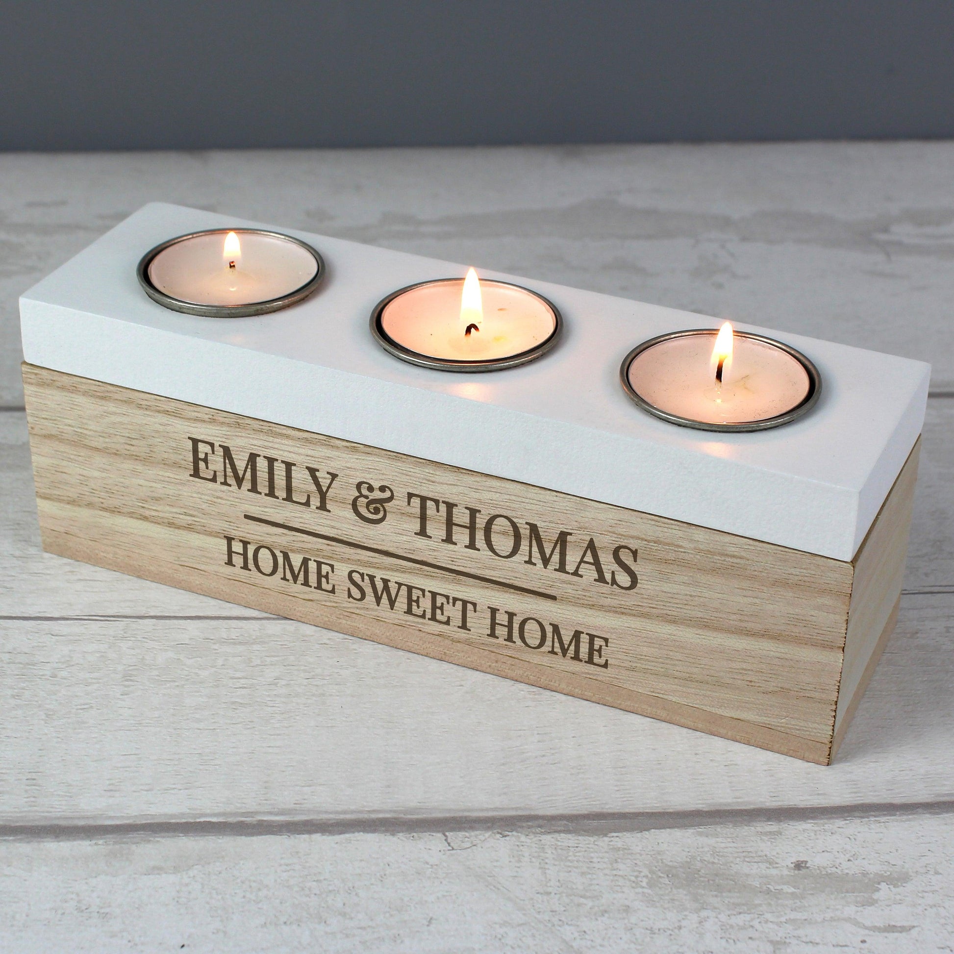 Personalised Classic Triple Tea Light Box