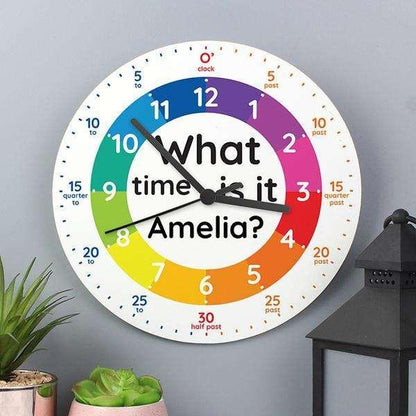 Personalised Kids 'What time is it?' Clock - Myhappymoments.co.uk