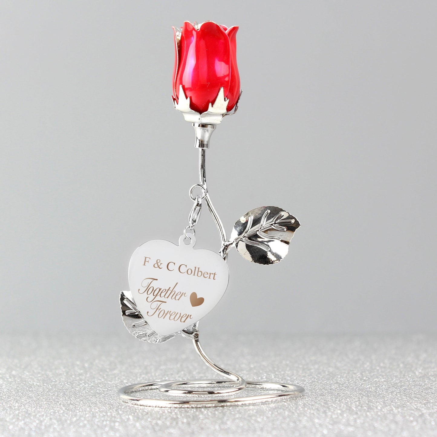 Personalised Together Forever Red Rose Bud Ornament