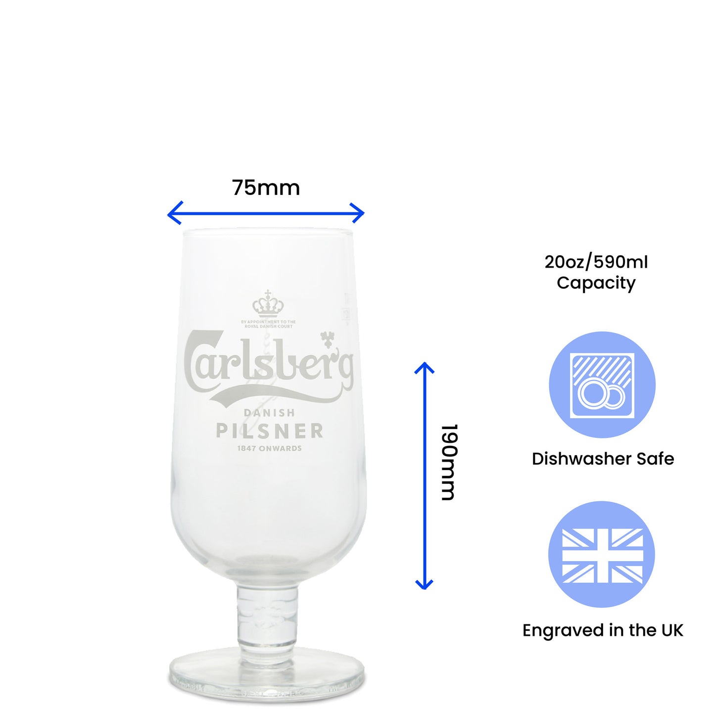 Engraved Carlsberg Chalice Pint Glass Image 6