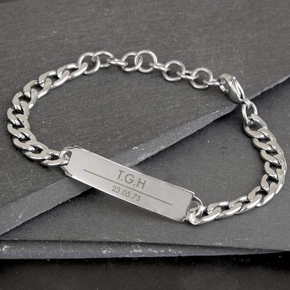 Personalised Classic Stainless Steel Men’s Bracelet - Myhappymoments.co.uk