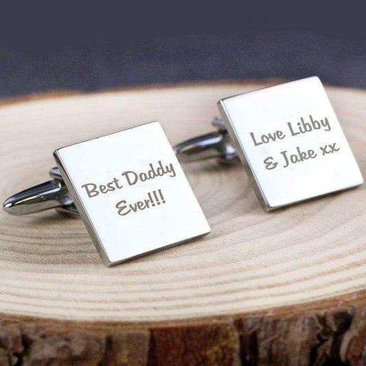 Personalised Any Message Square Cufflinks - 2 lines - Myhappymoments.co.uk