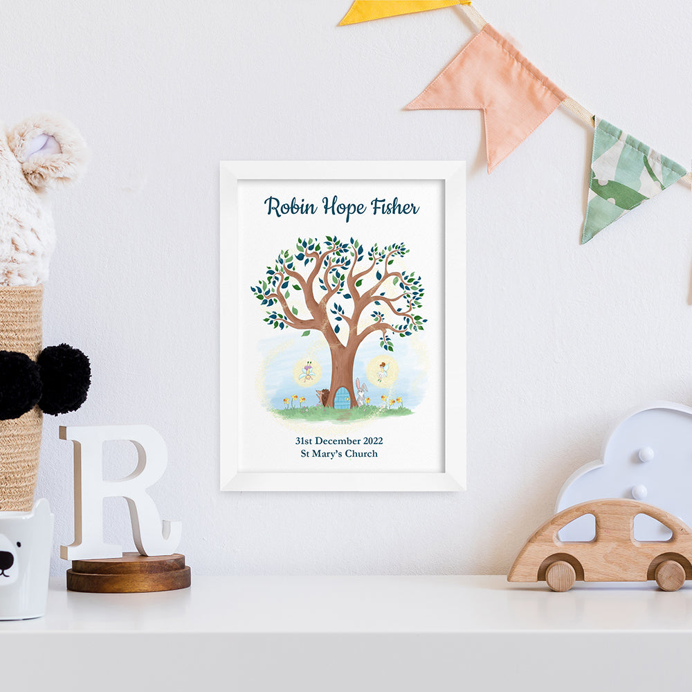 Personalised Fairy Tree White Framed Print