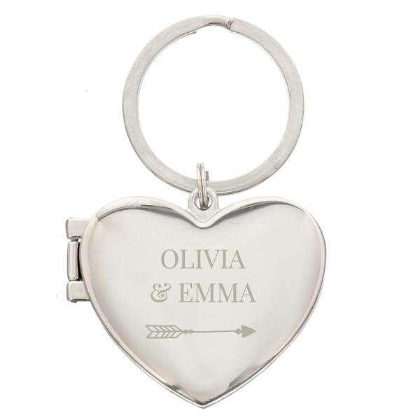 Personalised Arrow Heart Photo Locket Keyring - Myhappymoments.co.uk