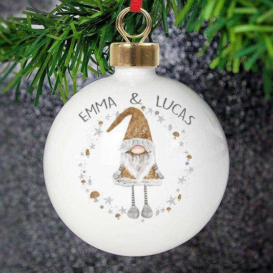 Personalised Scandinavian Christmas Gnome Bauble - Myhappymoments.co.uk