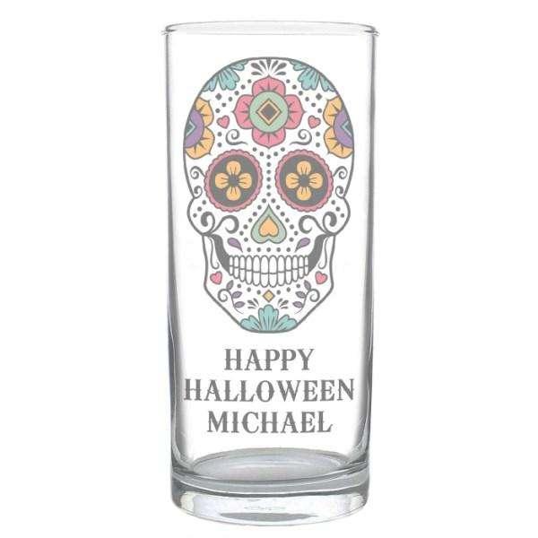 Personalised Sugar Skull Hi Ball Glass - Myhappymoments.co.uk