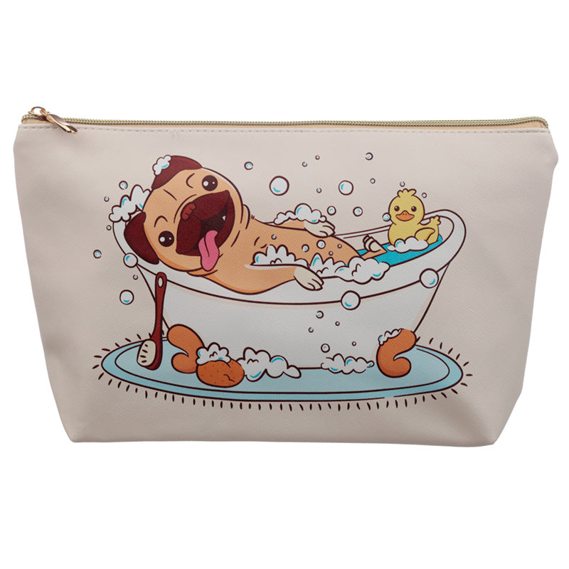 Mopps Pug Large PVC Toiletry Makeup Wash Bag