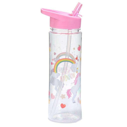 Unicorn Water Bottle with Flip Straw 500ml - Myhappymoments.co.uk