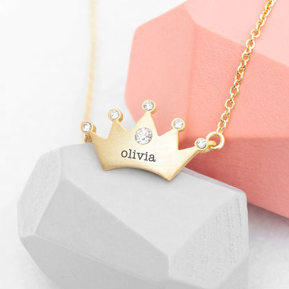 Personalised Kids Princess Crown Necklace