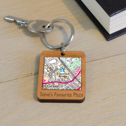 Football Stadium Map Wooden Keyring