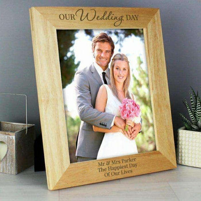 Personalised 'Our Wedding Day' 8x10 Wooden Photo Frame - Myhappymoments.co.uk