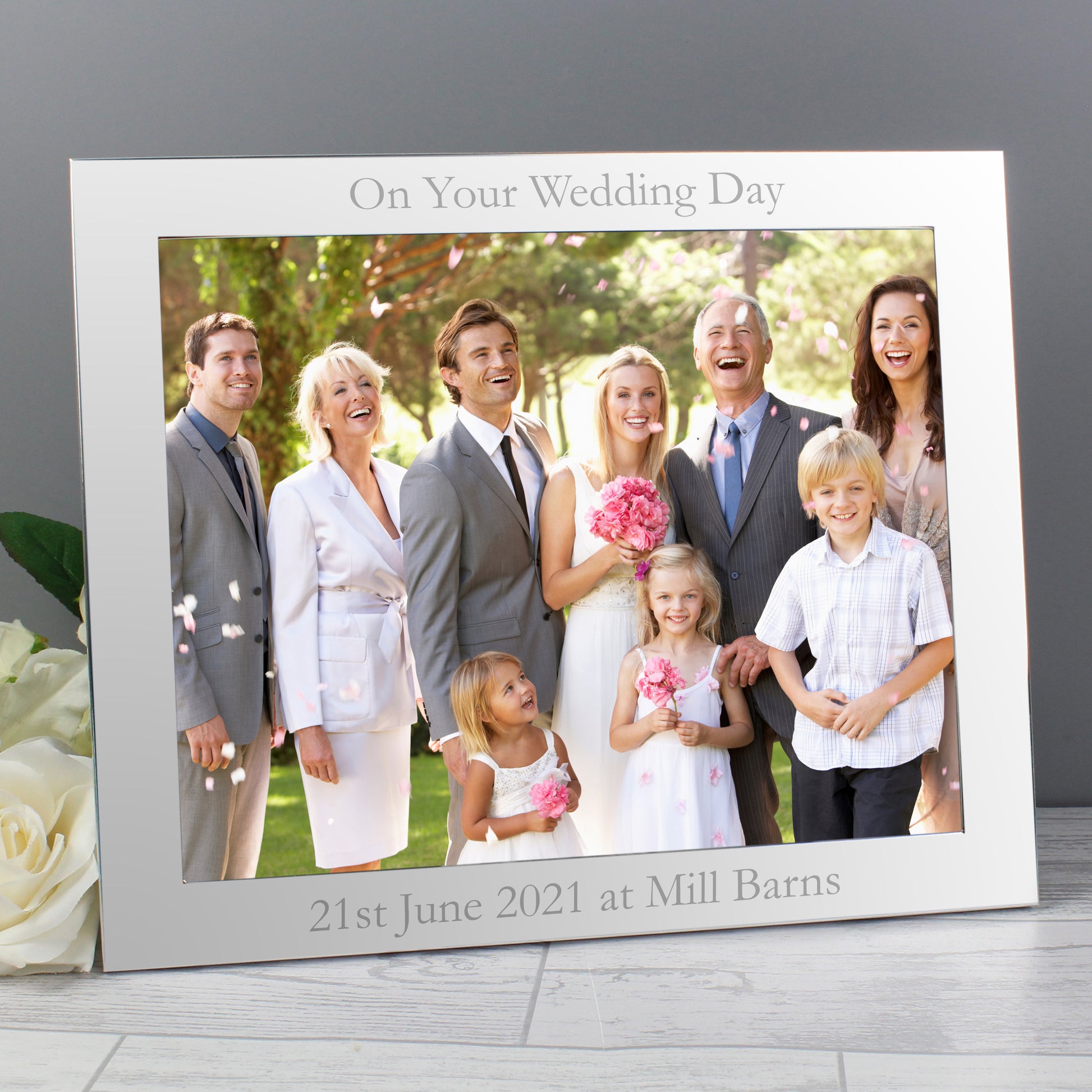 Personalised 10 x 8 Silver Landscape Photo Frame - Wedding Day Gift 