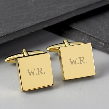 Personalised Gold Plated Square Cufflinks - Myhappymoments.co.uk