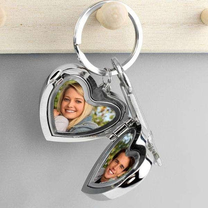 Personalised Arrow Heart Photo Locket Keyring - Myhappymoments.co.uk