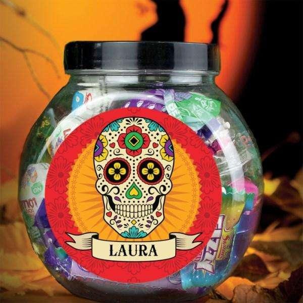 Personalised Sugar Skull Sweet Jar - Myhappymoments.co.uk