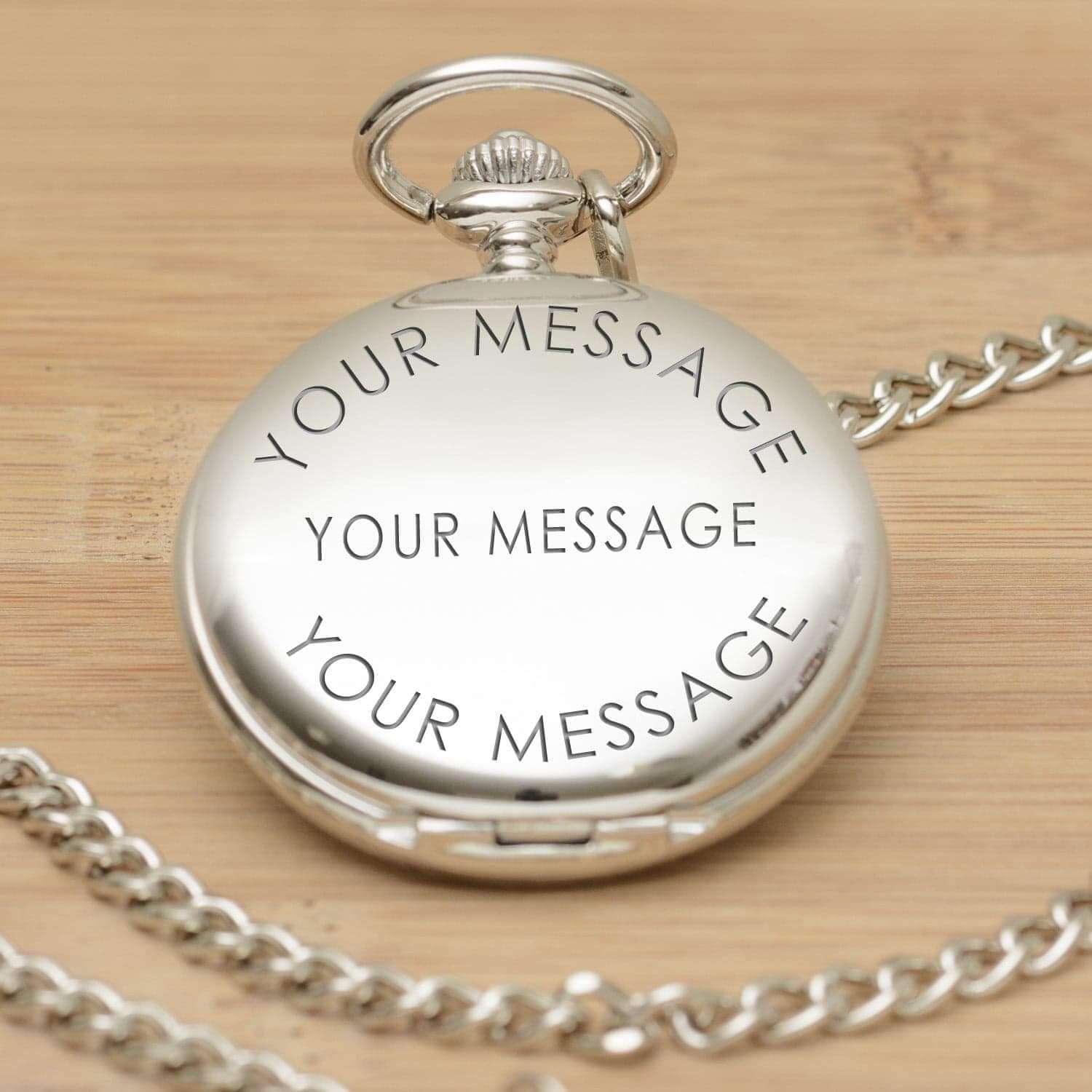 Engraved Any Message Pocket Fob Watch - Myhappymoments.co.uk