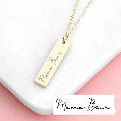 Personalised Real Handwriting Bar Necklace