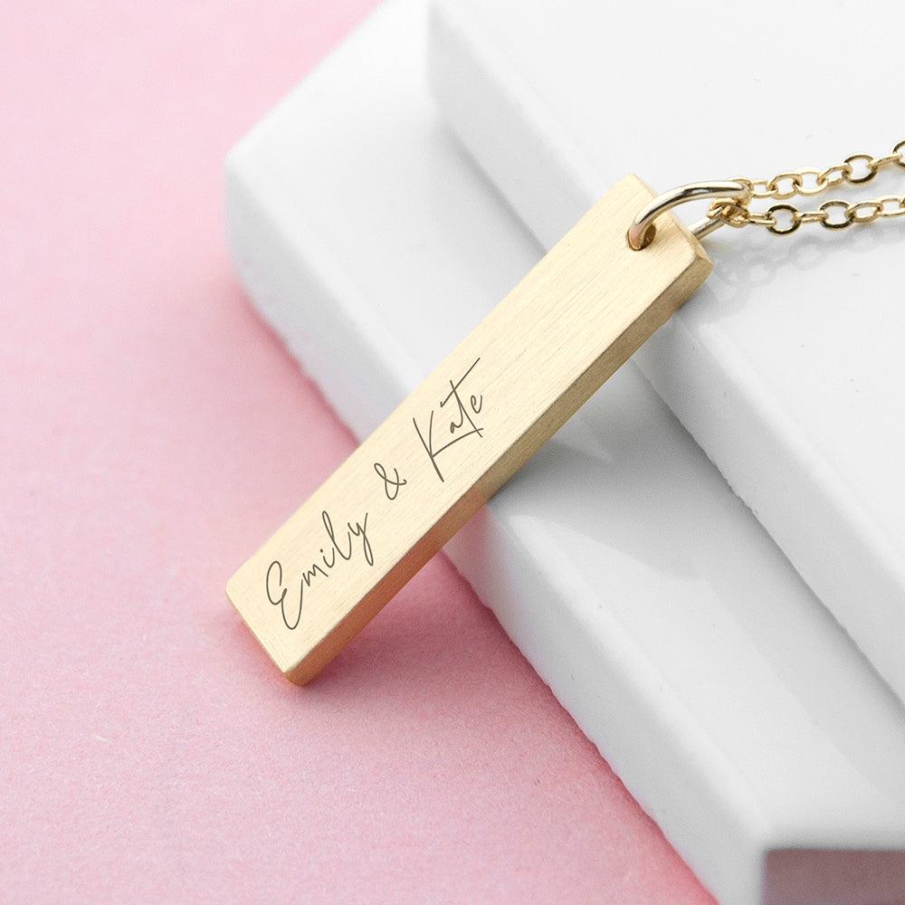 Personalised Real Handwriting Bar Necklace