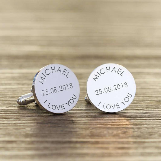 Personalised I Love You Cufflinks - Myhappymoments.co.uk