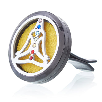 Aromatherapy Car Diffuser Kit - Pewter Yoga Chakra - 30mm