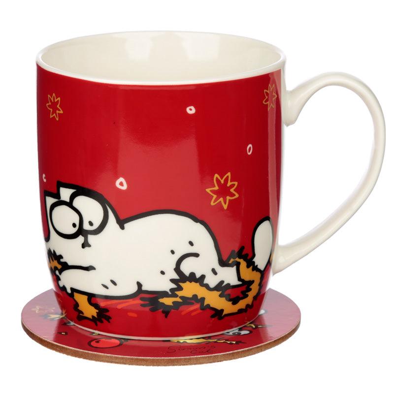 Simon's Cat Christmas Porcelain Mug & Coaster Set