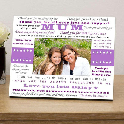 Thank You Mum Personalised Wooden Photo Frame - Myhappymoments.co.uk