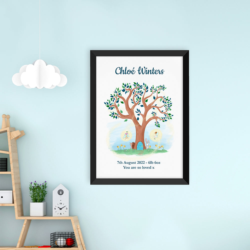 Personalised Fairy Tree Black Framed Print