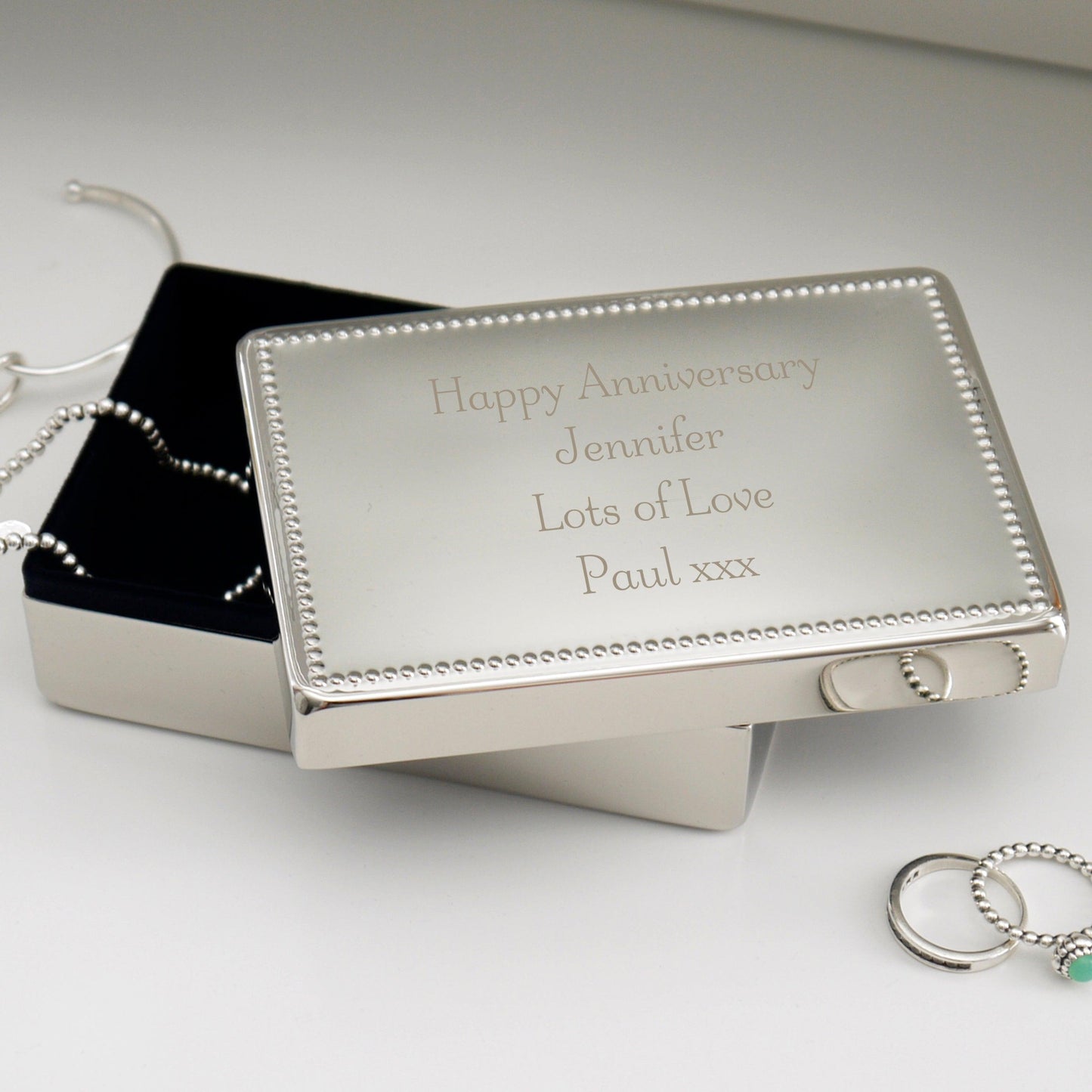 Personalised Any Message Rectangular Jewellery Box - Myhappymoments.co.uk