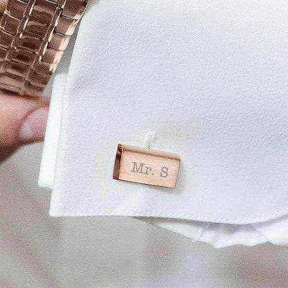 Personalised Classic Rose Gold Plated Cufflinks - Myhappymoments.co.uk