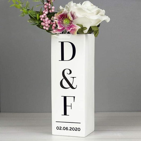 Personalised Initials Square Vase - Myhappymoments.co.uk