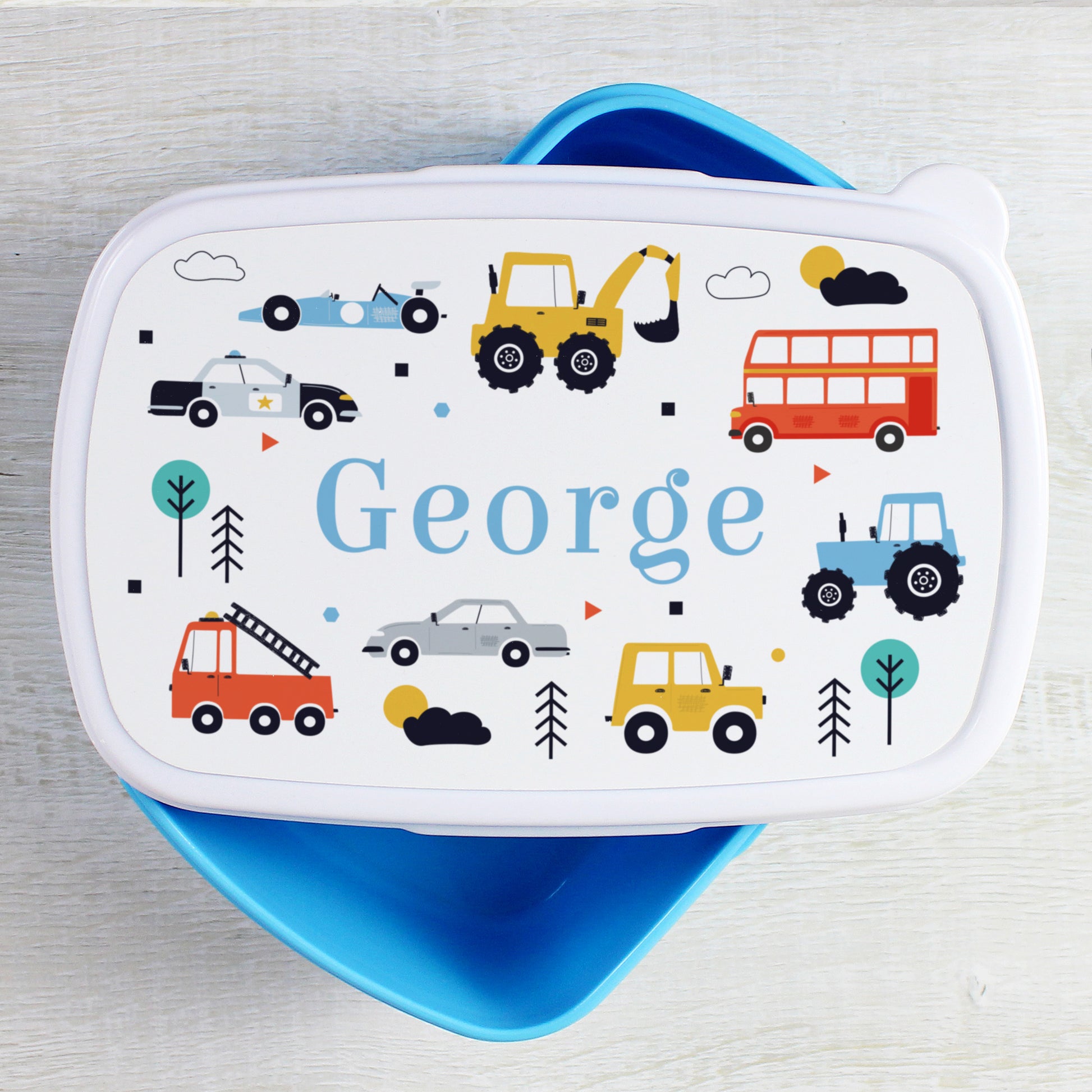 Personalised Vehicles Blue Lunch Box