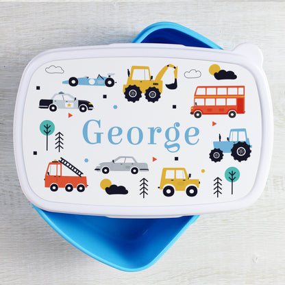 Personalised Vehicles Blue Lunch Box