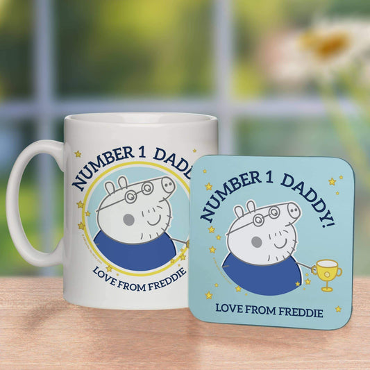 Personalised Peppa Pig™ Number 1 Daddy Mug & Coaster