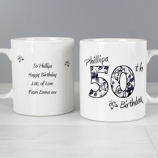 Personalised Floral Birthday Mug