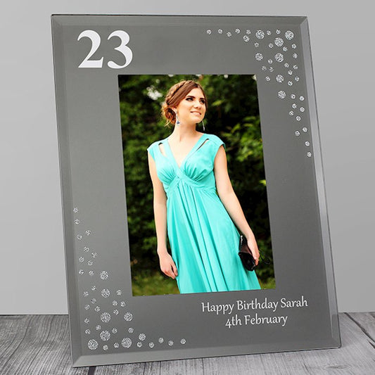 Personalised Birthday Age Diamante Glass Photo Frame 4x6 - Myhappymoments.co.uk