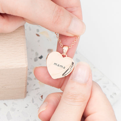 Personalised Heart Photo Locket Necklace - Rose Gold Plated