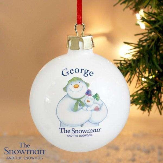 Personalised The Snowman and the Snowdog Christmas Bauble