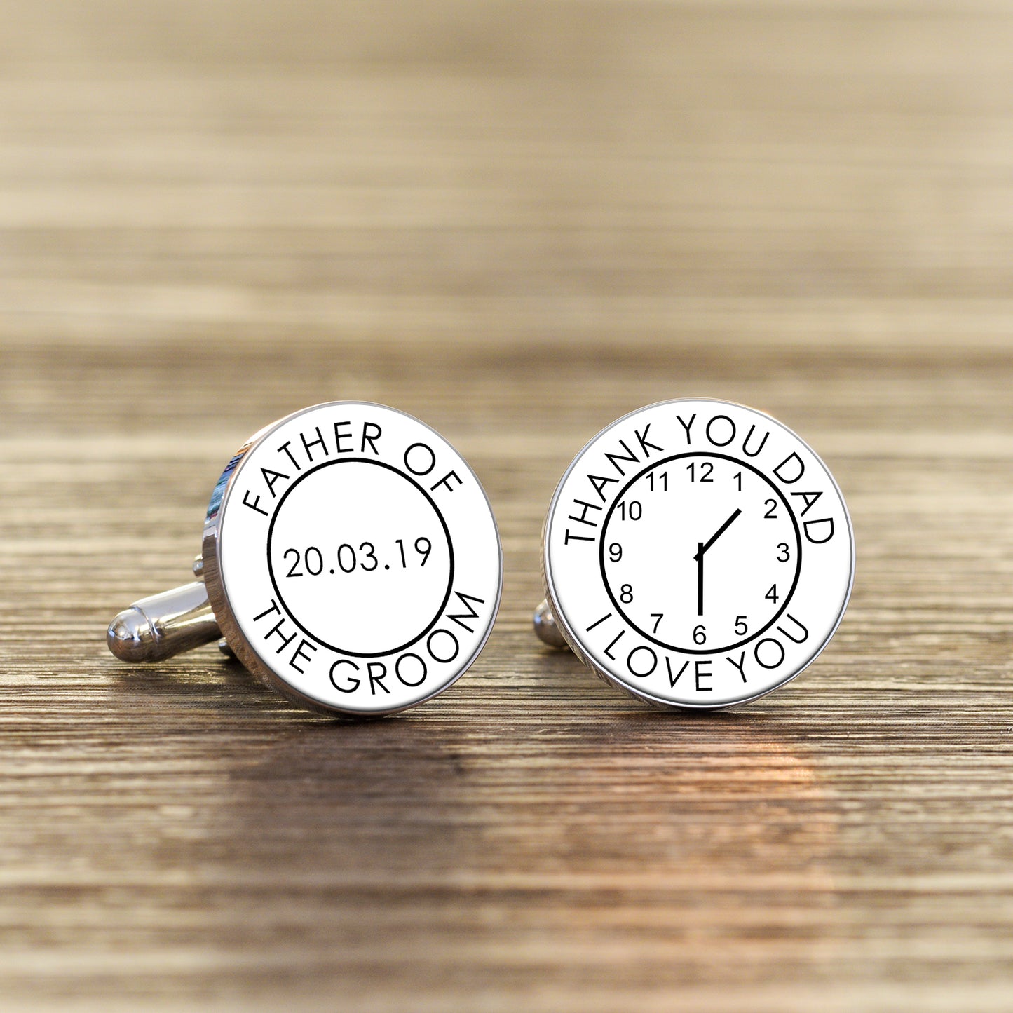 Personalised Father Of The Groom Time Clock Cufflinks - Myhappymoments.co.uk