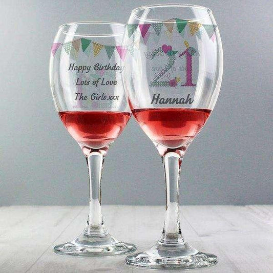 Personalised Birthday Age Female Wine Glass - Myhappymoments.co.uk