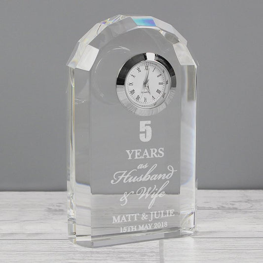 Personalised Anniversary Crystal Clock From Pukkagifts.uk