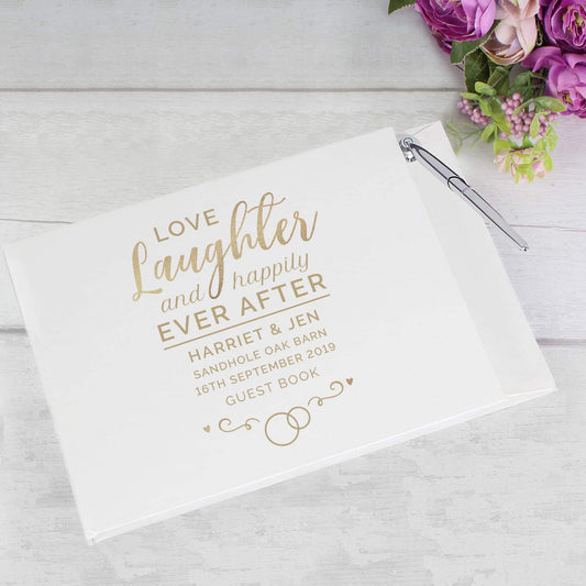 Personalised Happily Ever After Wedding Guest Book & Pen