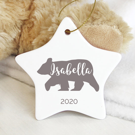 Personalised Polar Bear Ceramic Star Decoration