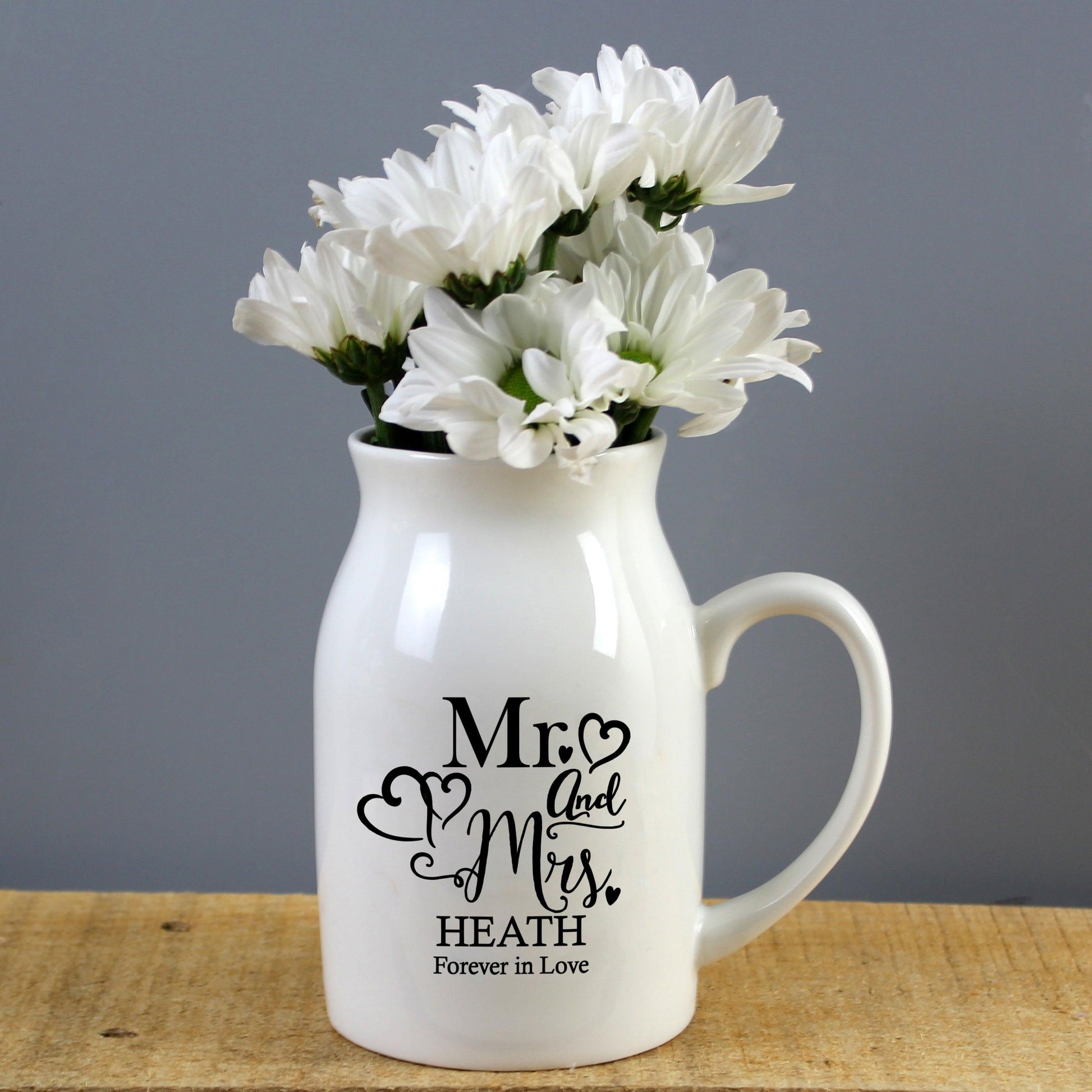 Personalised Mr & Mrs Wedding Flower Jug Vase