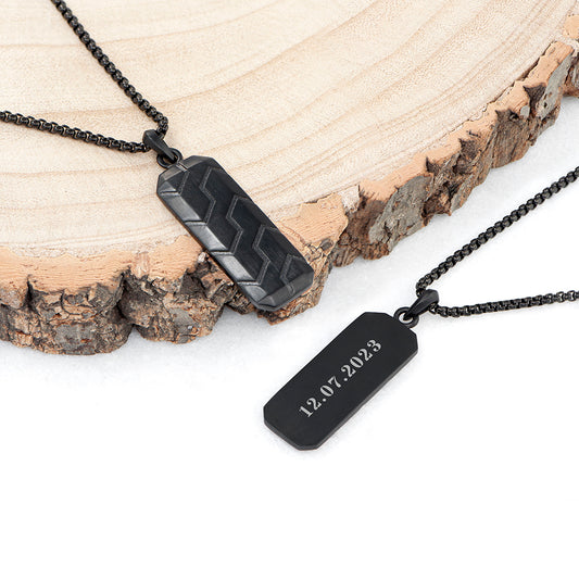 Personalised Men's Black Steel Dog Tag Necklace