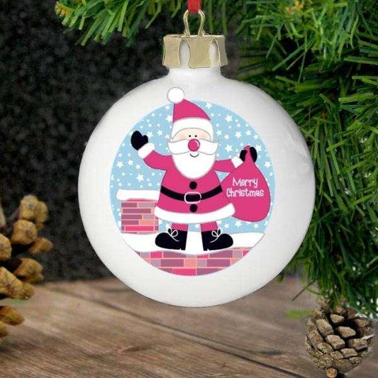 Personalised Rooftop Santa Christmas Bauble - Myhappymoments.co.uk